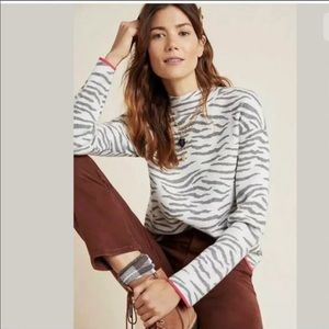 Anthro Zebra Lizzie Mock Neck Sweater